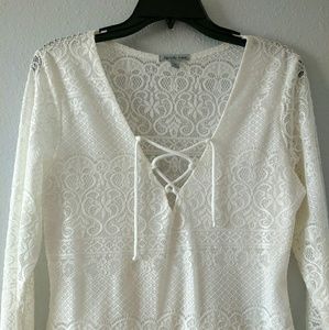 Lace Up Cream Bodysuit